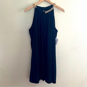 Jessica Simpson Black Dress w/ Gold Chain Neckline, Size 14, NWT